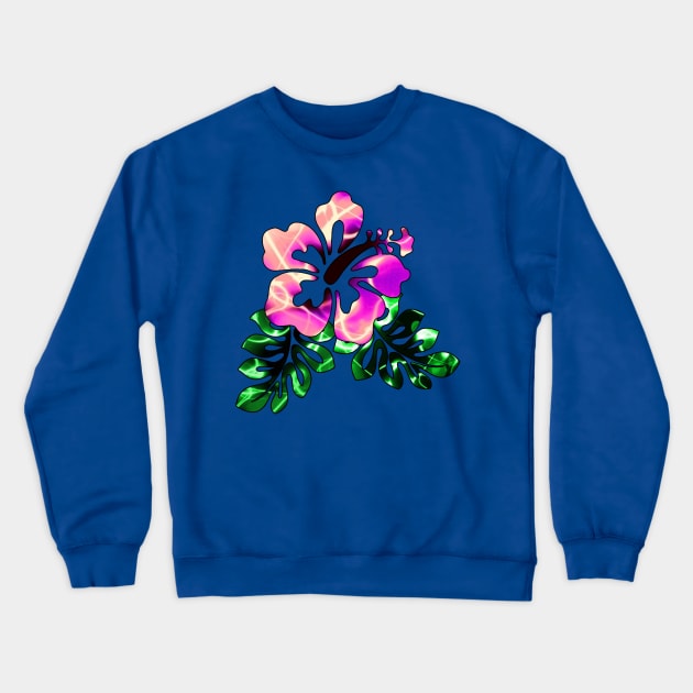 Electric Hibiscus - Pink Crewneck Sweatshirt by Leroy Binks